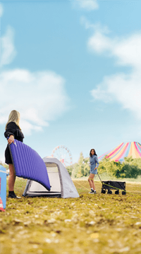 Festivalcamping met tent en luchtbed