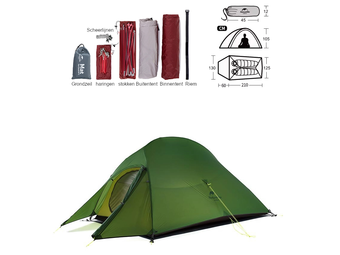 Naturehike Cloud Up 2 Upgraded 2 persoons tent - Green