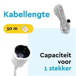 BRASQ 30 meter verlengsnoer met randaarde - White