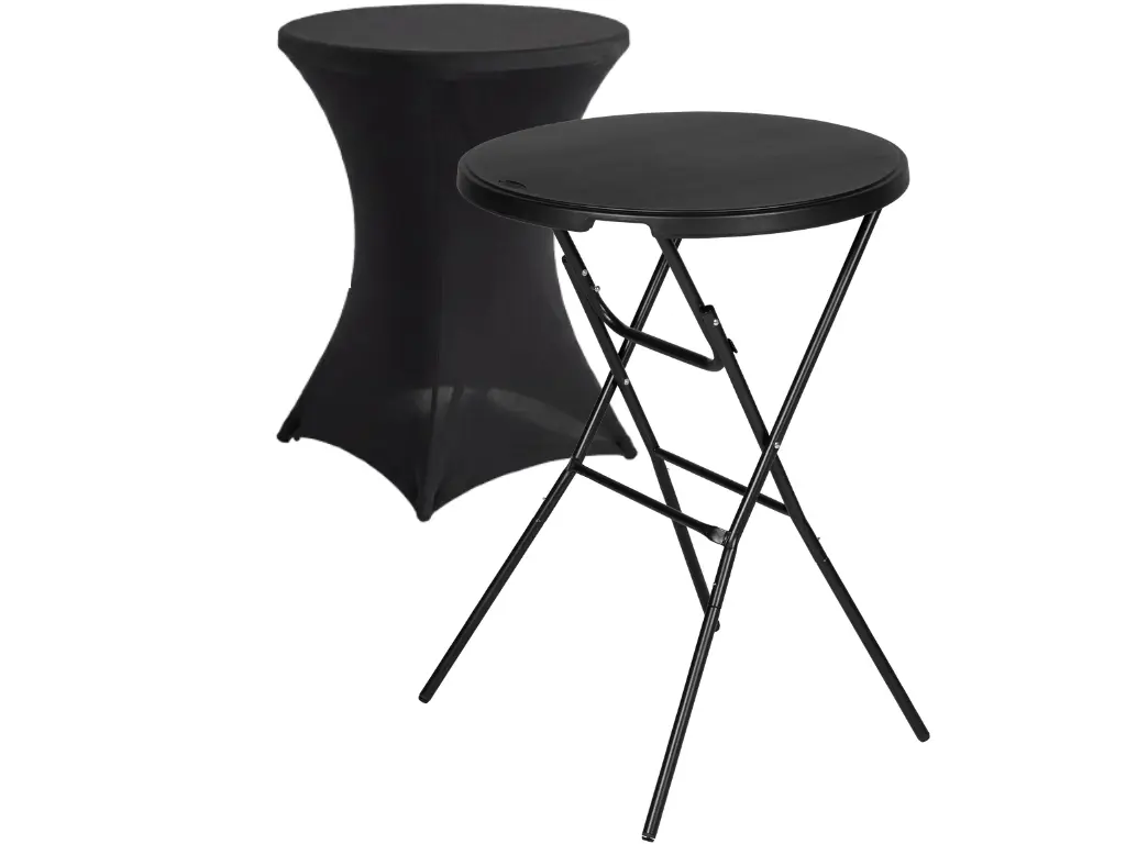 Tristar 80 x 110 cm inklapbare statafel met rok - Black