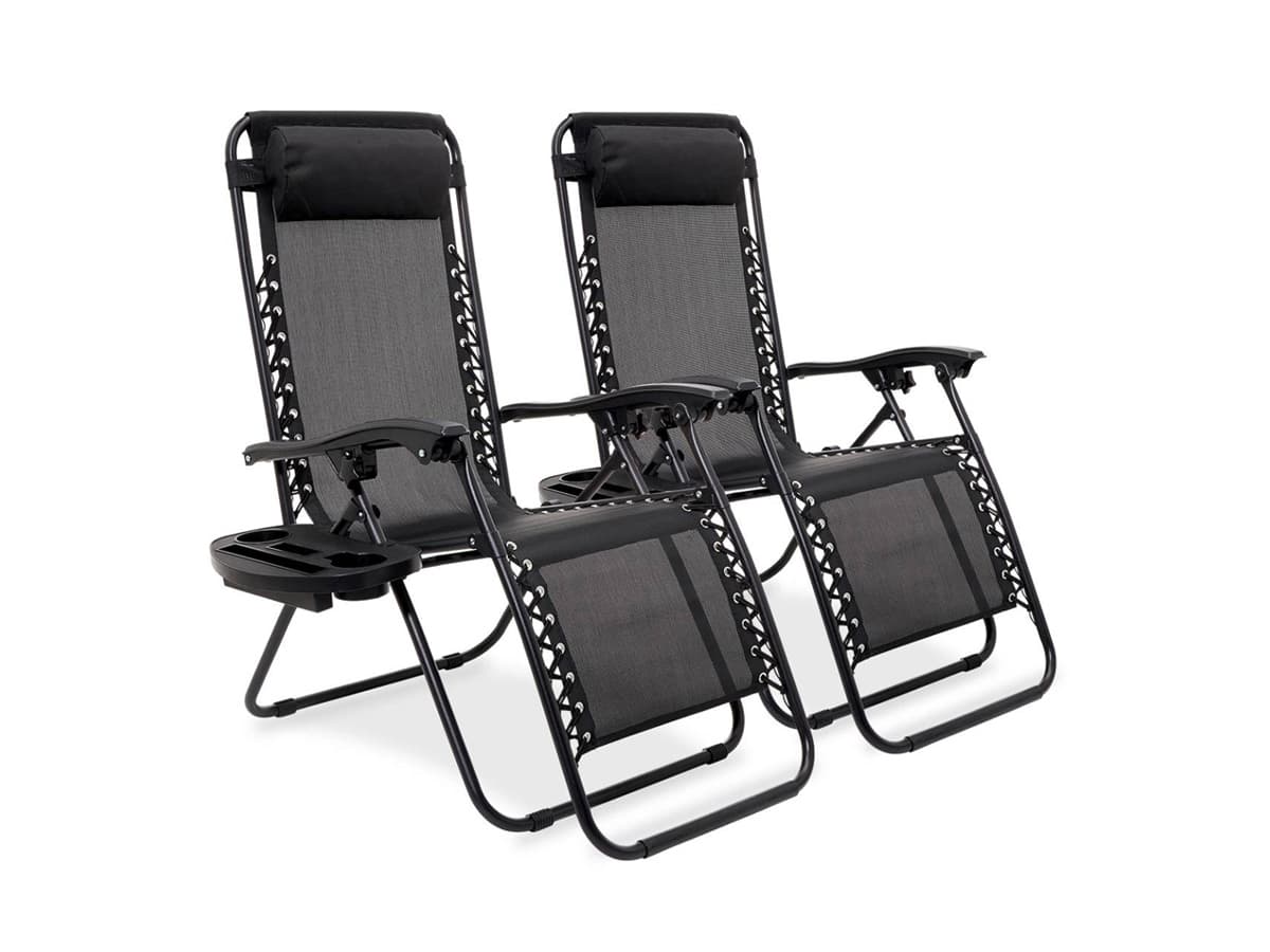 LifeGoods set van 2 relaxstoelen met zijtafel - Black