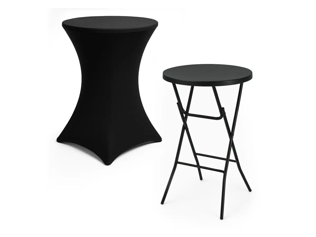 Brixy 80 x 110 cm inklapbare statafel met rok - Black