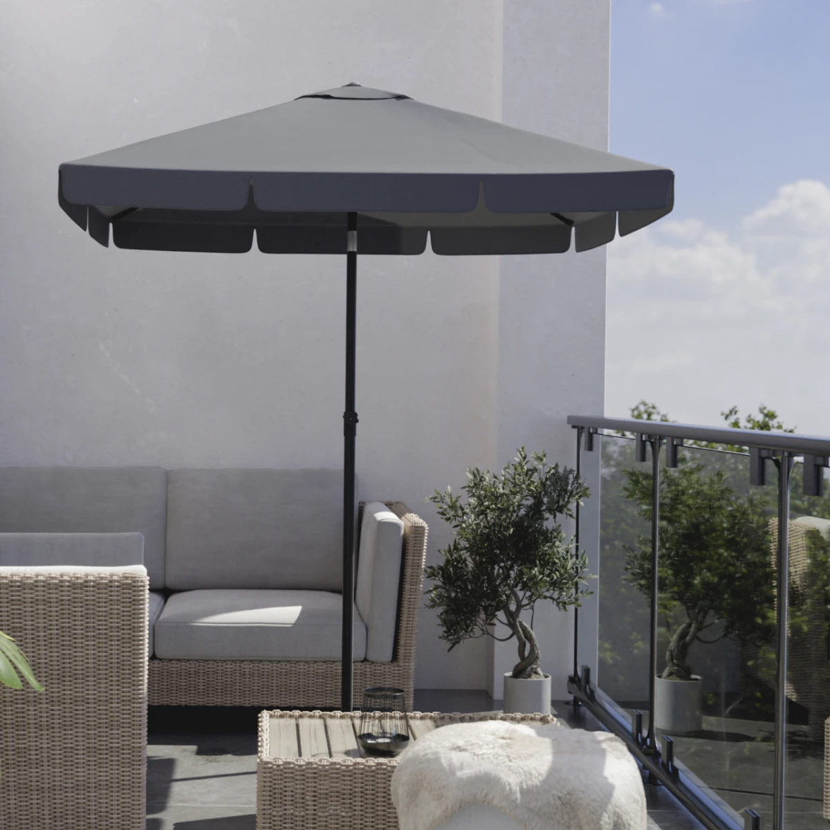 LifeGoods 200 x 125 cm parasol met hoes - Dark Grey