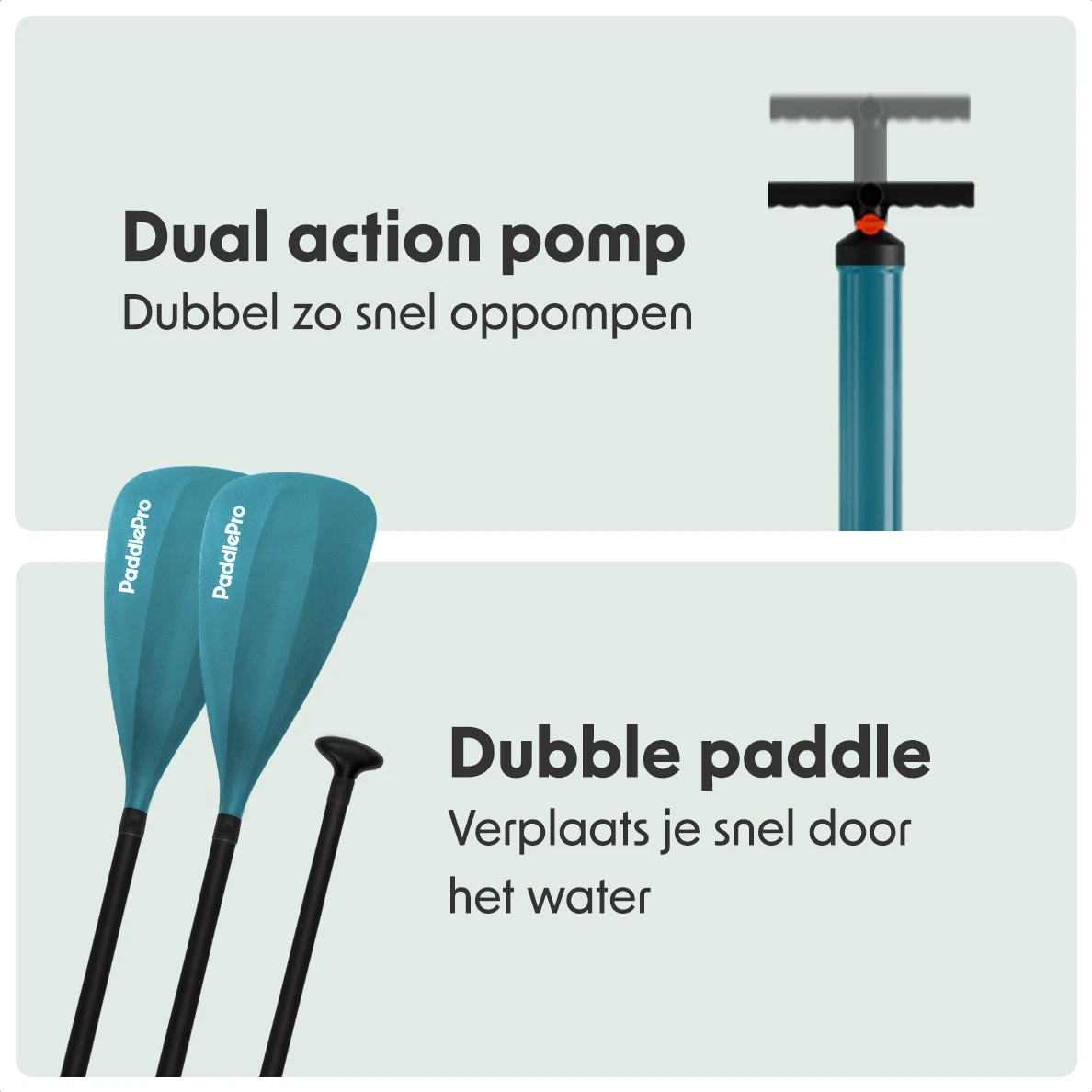 LifeGoods Allround Compact SUP Board met zitje - Deep Aqua
