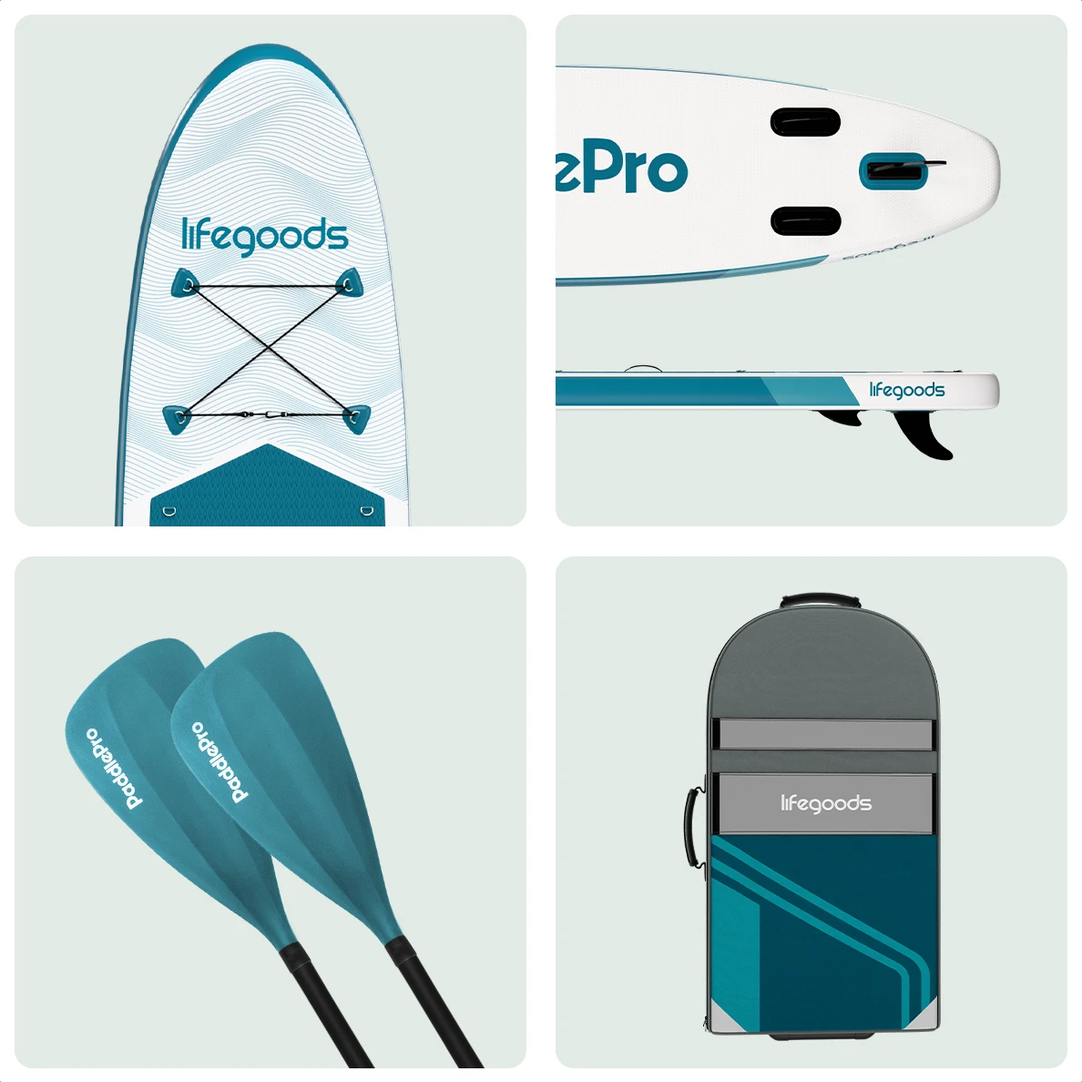 LifeGoods Allround Compact SUP Board met zitje - Deep Aqua