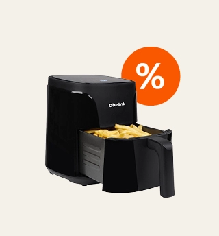 Obelink zwarte airfryer met friet en korting