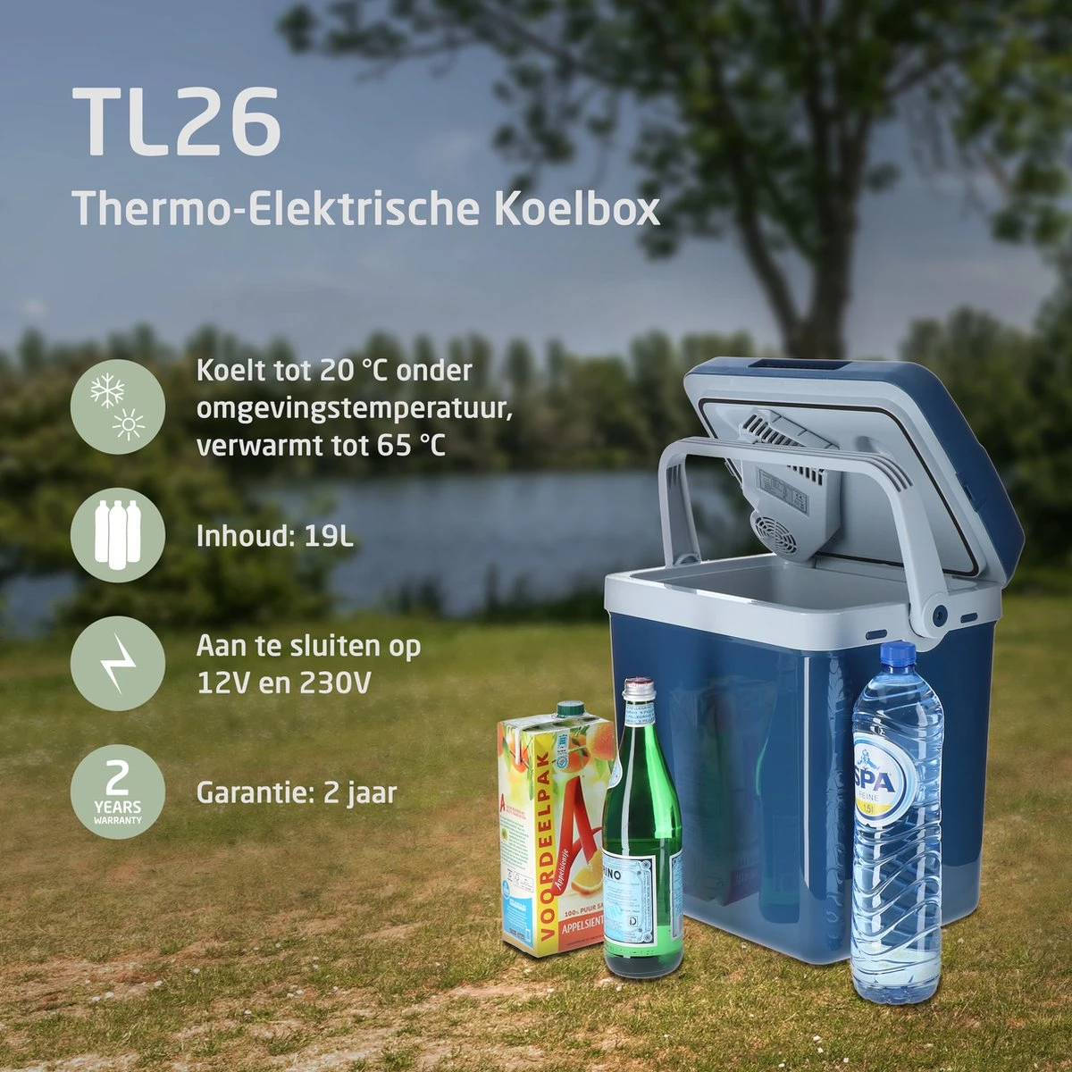 Travellife TL26 19 liter thermo-elektrische koelbox - Blue