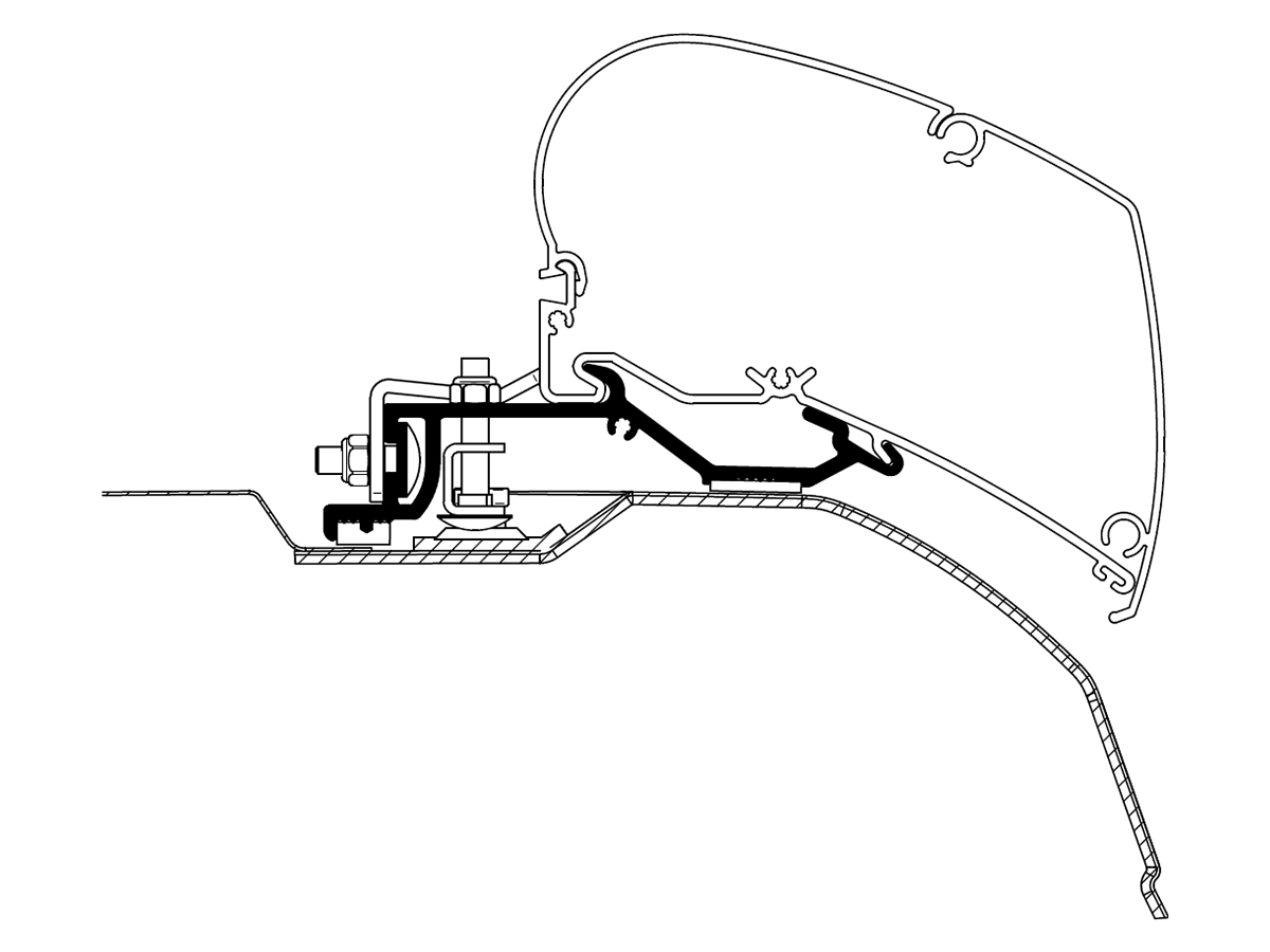 Thule Omnistor 6300 Ducato wit 425 Mystic Grey cassetteluifel