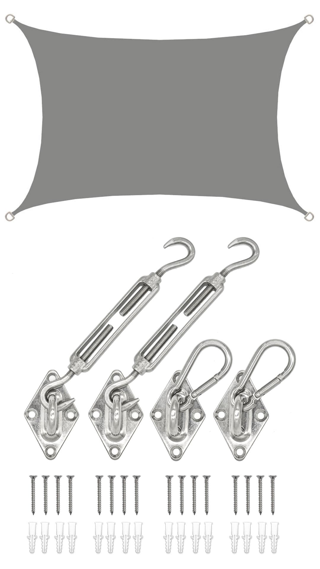 AMANKA 2 x 3 waterdicht schaduwdoek met bevestigingsset - Grey
