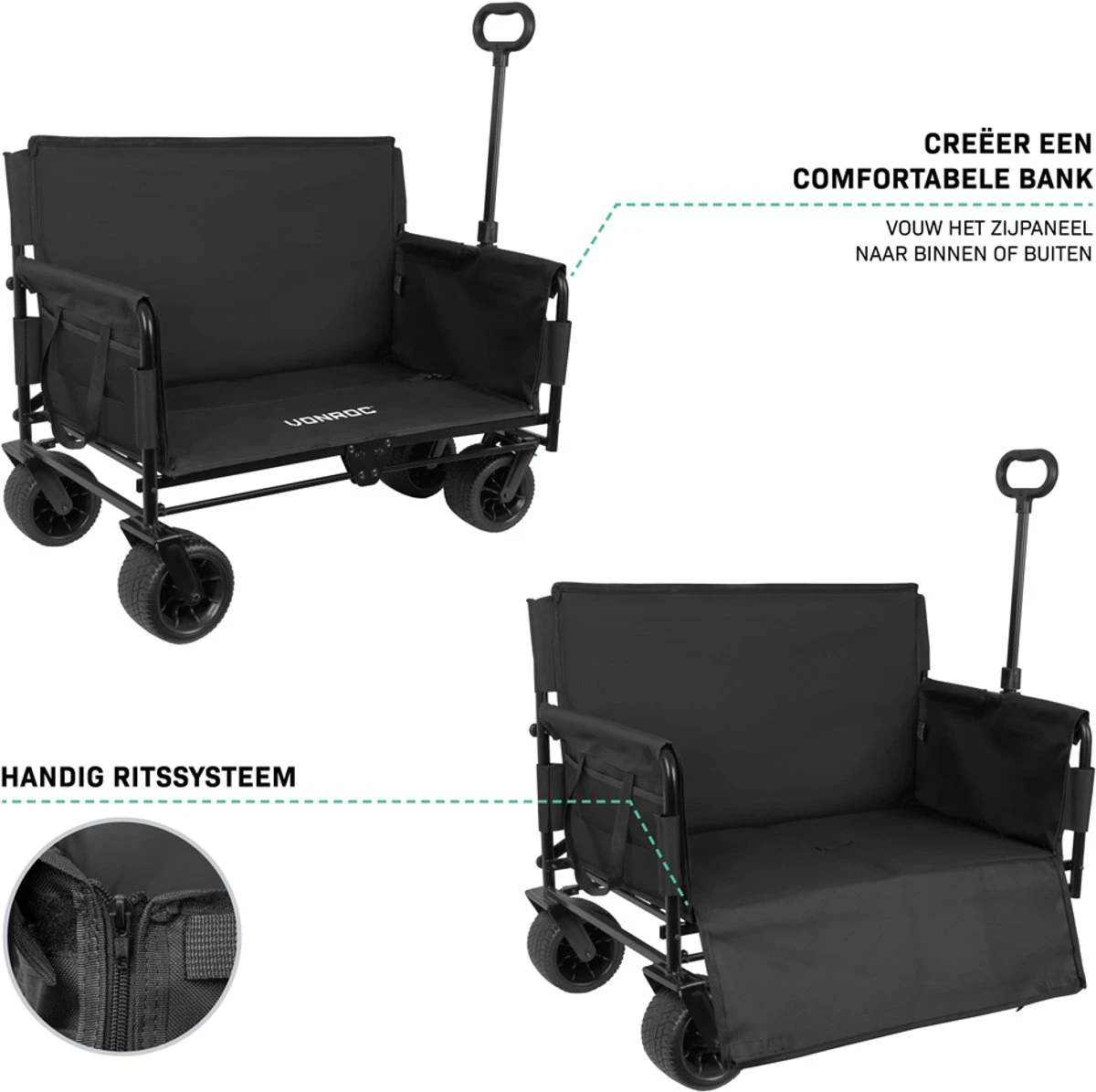 Vonroc 120 kg bolderkar met zitfunctie