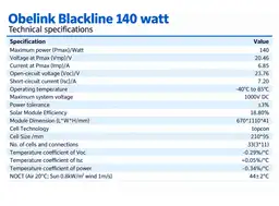 Obelink Blackline 140 watt zonnepaneel