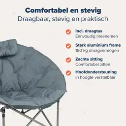 TRVLMORE XL vlinderstoel met draagtas - Grey