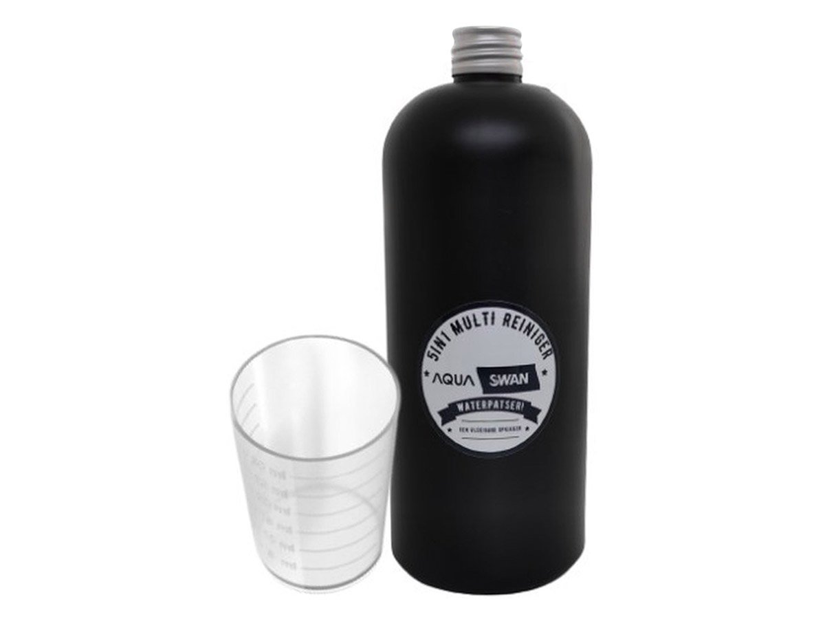 Aquaswan vloeibare Multitabs (Waterpatser) 5IN1 reiniger - 1 Liter - Inclusief maatbeker - Jacuzzi wateronderhoud - Dit mag niet ontbreken! Chloorvrije waterbehandeling - Met de Wa