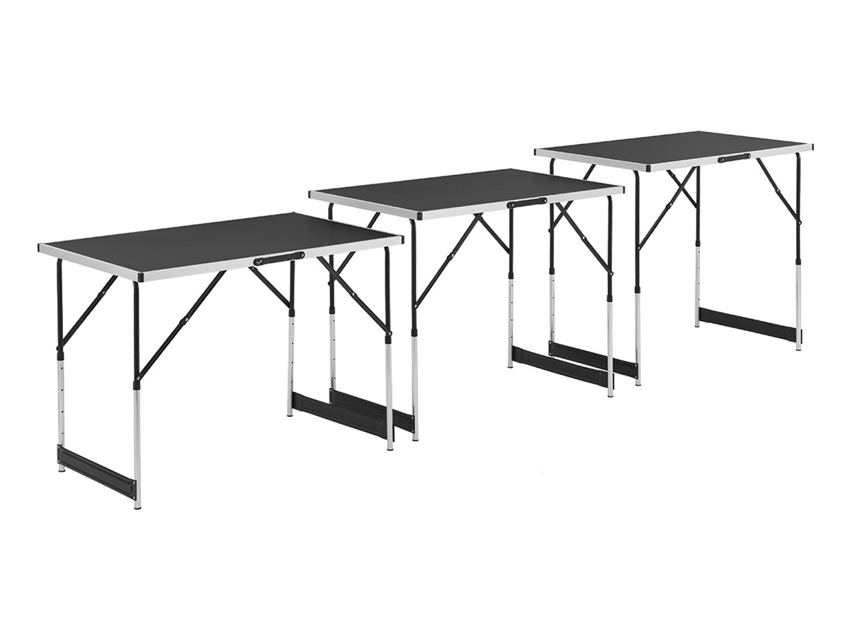 3 stuks Aluminium Vouwtafel / Klaptafel / Campingtafel - Multifunctioneel - Zwart