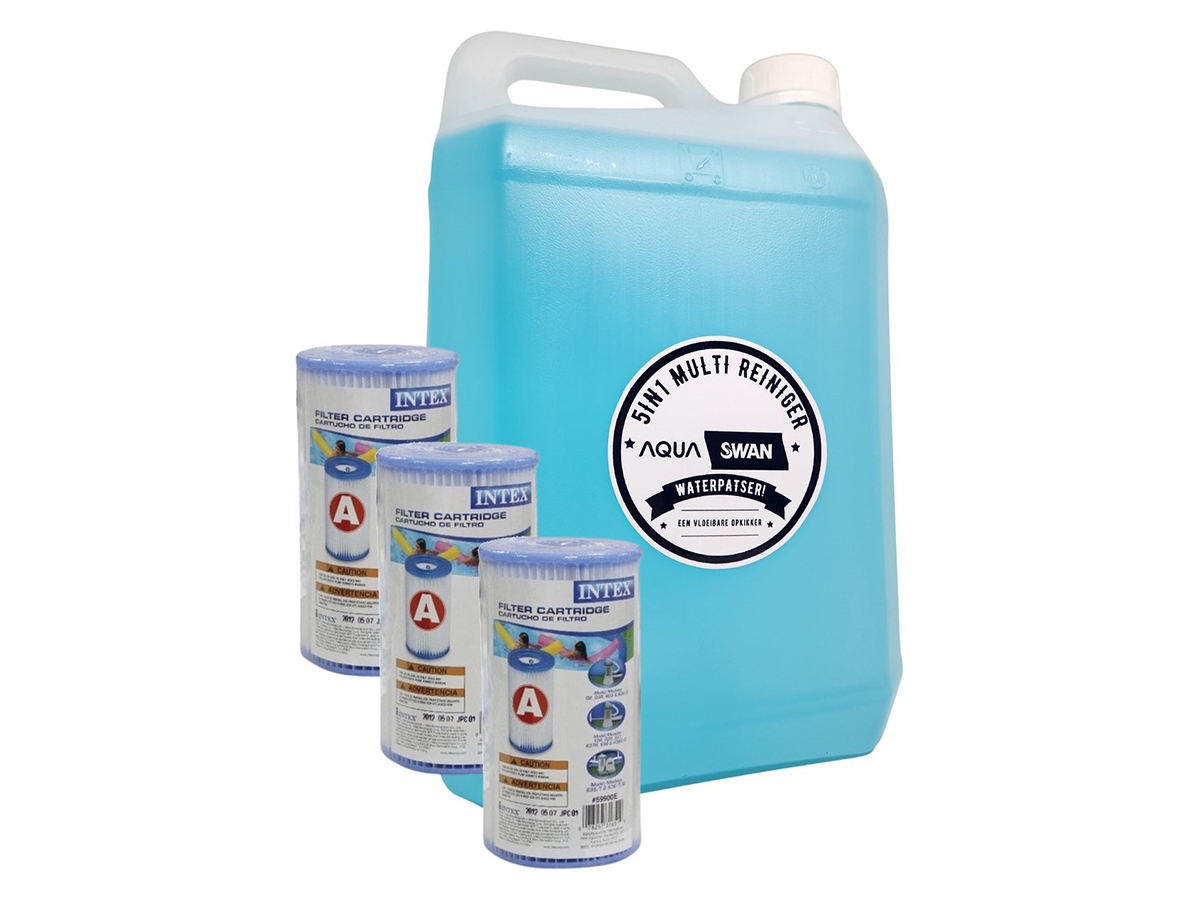 Zwemplezier Voordeelpakket: Aquaswan Multitabs 5 IN 1 (20grams) met 3 x Intex Filter type A | Zwembadonderhoud | Zwembad chloor | Chloortabletten zwembad | Chloor zwembad