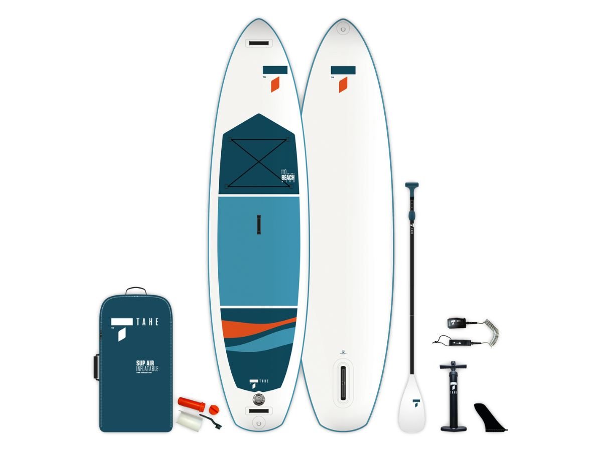 TAHE SUP Air 11'0 Beach Wing Pack, opblaasbaar SUP board, compleet pakket, geschikt voor de hele familie, verstelbare peddel