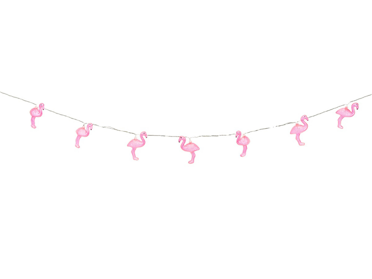Lampen koord - flamingo LED - 10 lampjes - zonne-energie - Lichtsnoer