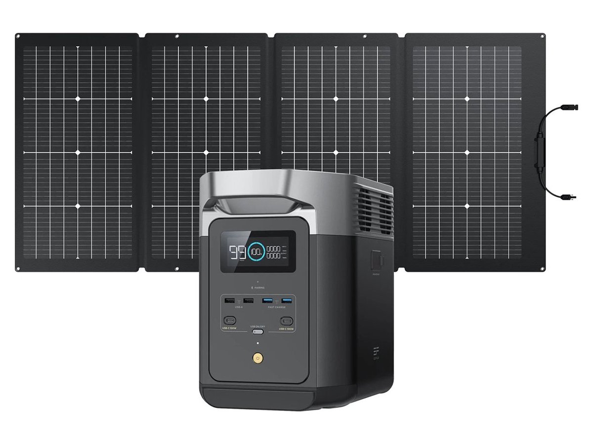 EcoFlow Delta 2 - met 220W dubbelzijdige zonnepaneel - solar - power - generator