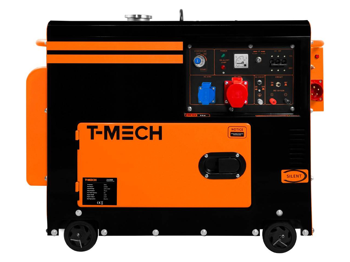 T-Mech Diesel Stroomgenerator Aggregraat Stil - Driefasig - 400V 13pk - Elektrische Start - Draagbaar