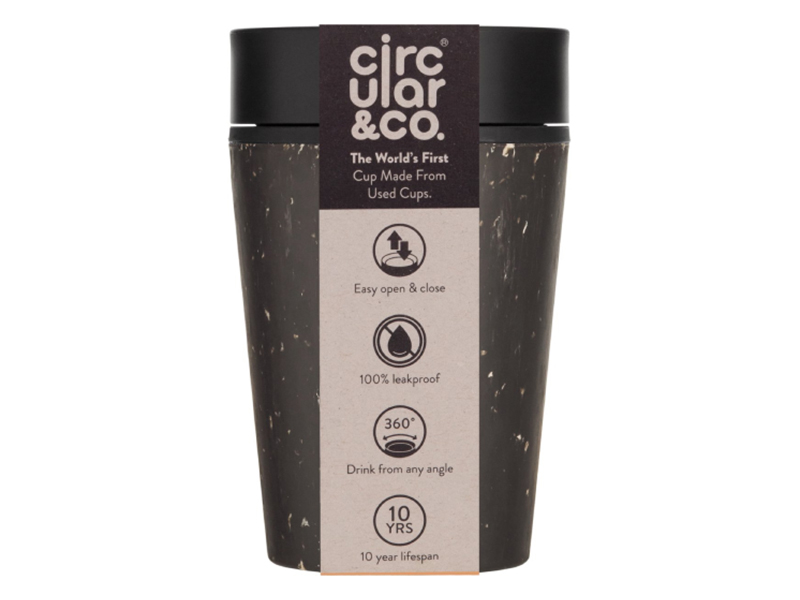 Circular&Co. herbruikbare to go koffiebeker (rCUP) zwart/zwart 8oz/227ml