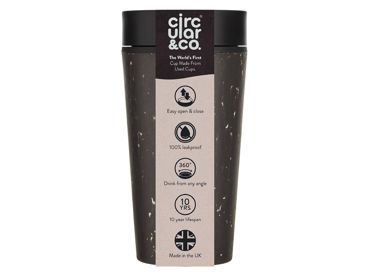 Circular&Co. herbruikbare to go koffiebeker (rCUP) zwart/zwart 12oz/340ml