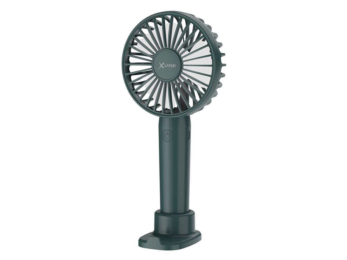 XLayer – Handventilator - Draagbare Ventilator / Mini Ventilator – Oplaadbaar – 3 Standen – Met Telefoonstandaard - Groen