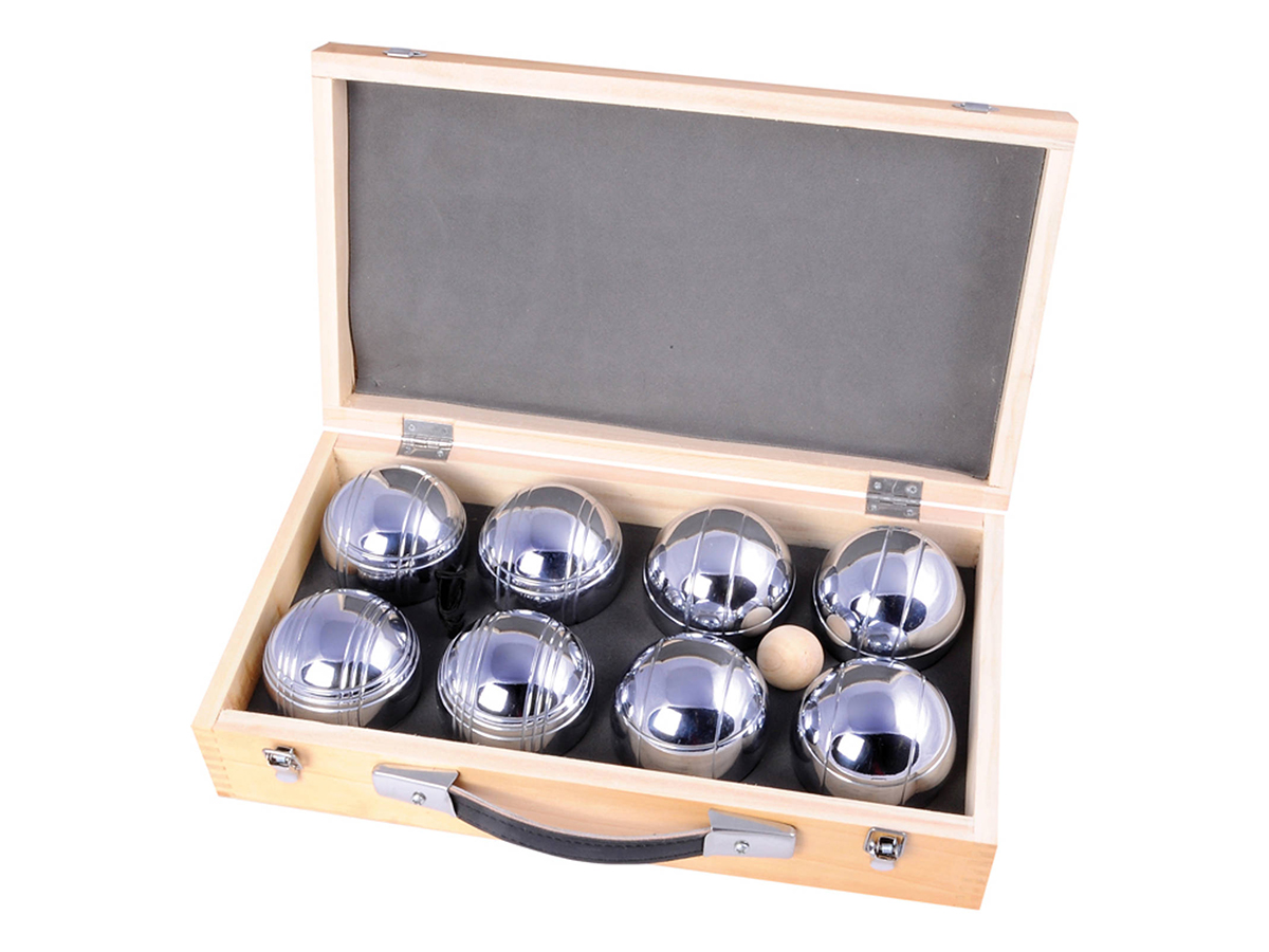Jeu de Boules set metaal (8st.) in houten doos