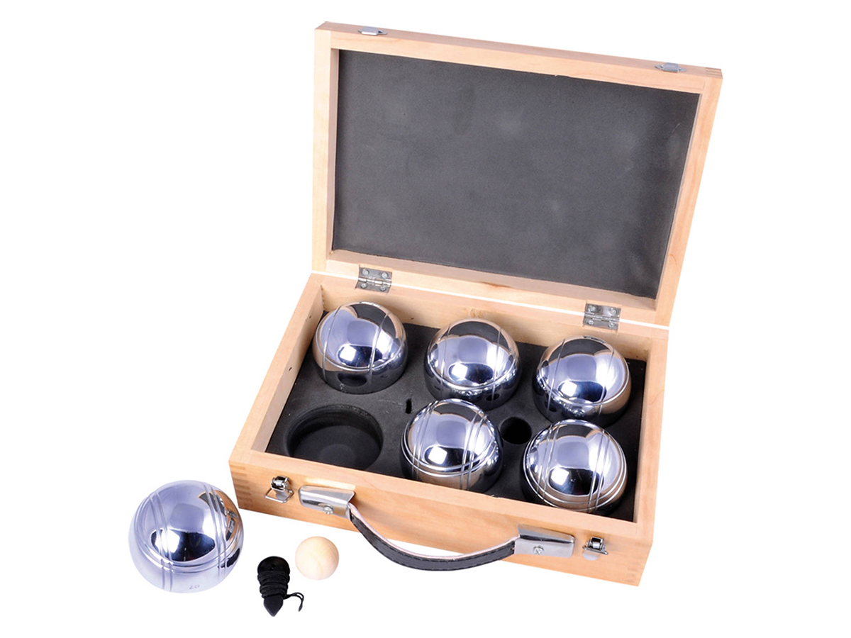 Jeu de Boules set metaal (6st.) in houten doos