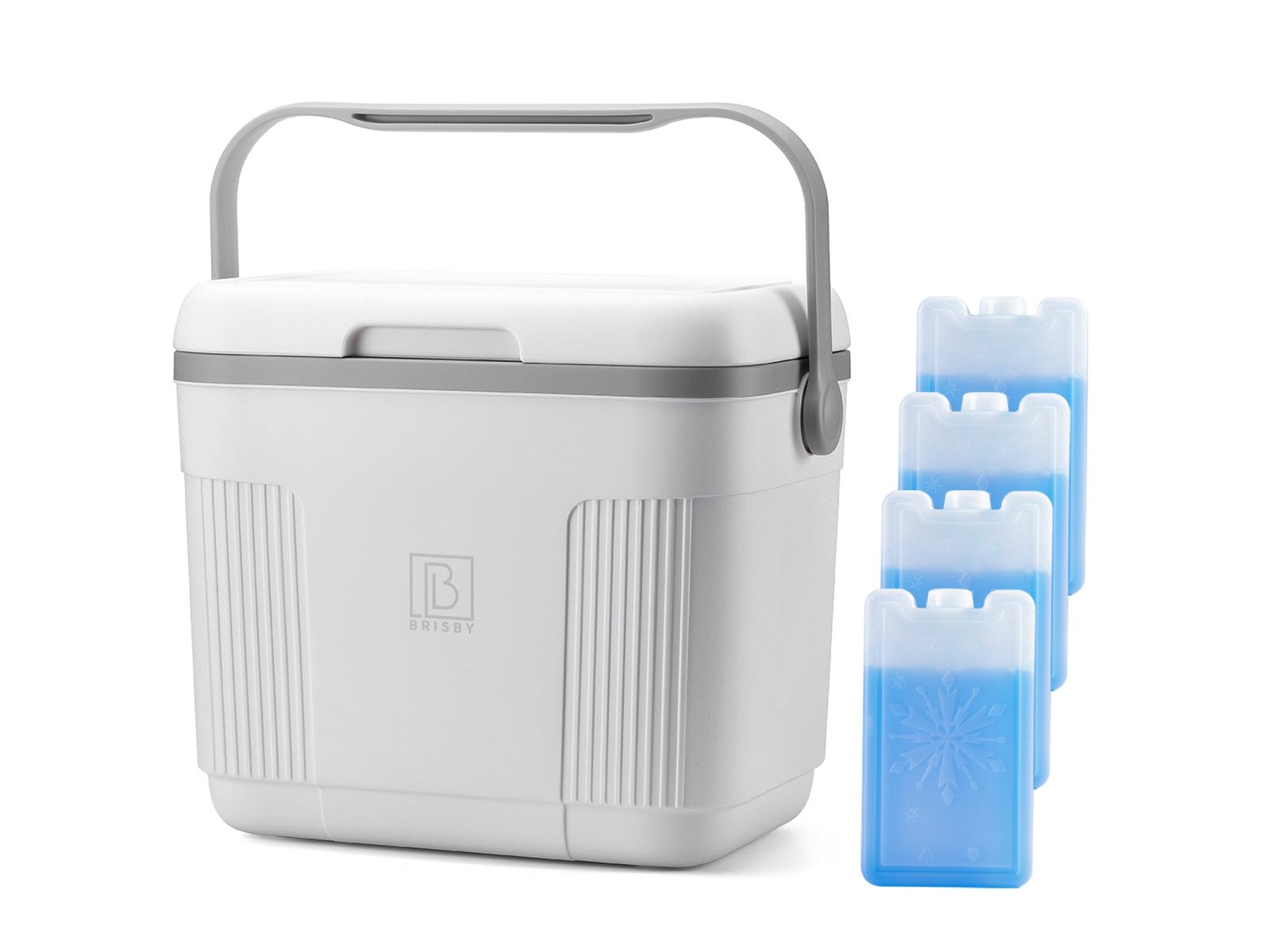 Brisby Koelbox - Frigobox - 22L - Wit - Tot maximaal 40 uur isolatie - Incl. 4 dikke koelelementen van 450ml - Temperatuur veilige sluiting - Nieuw ontwerp met koelelementen vergre