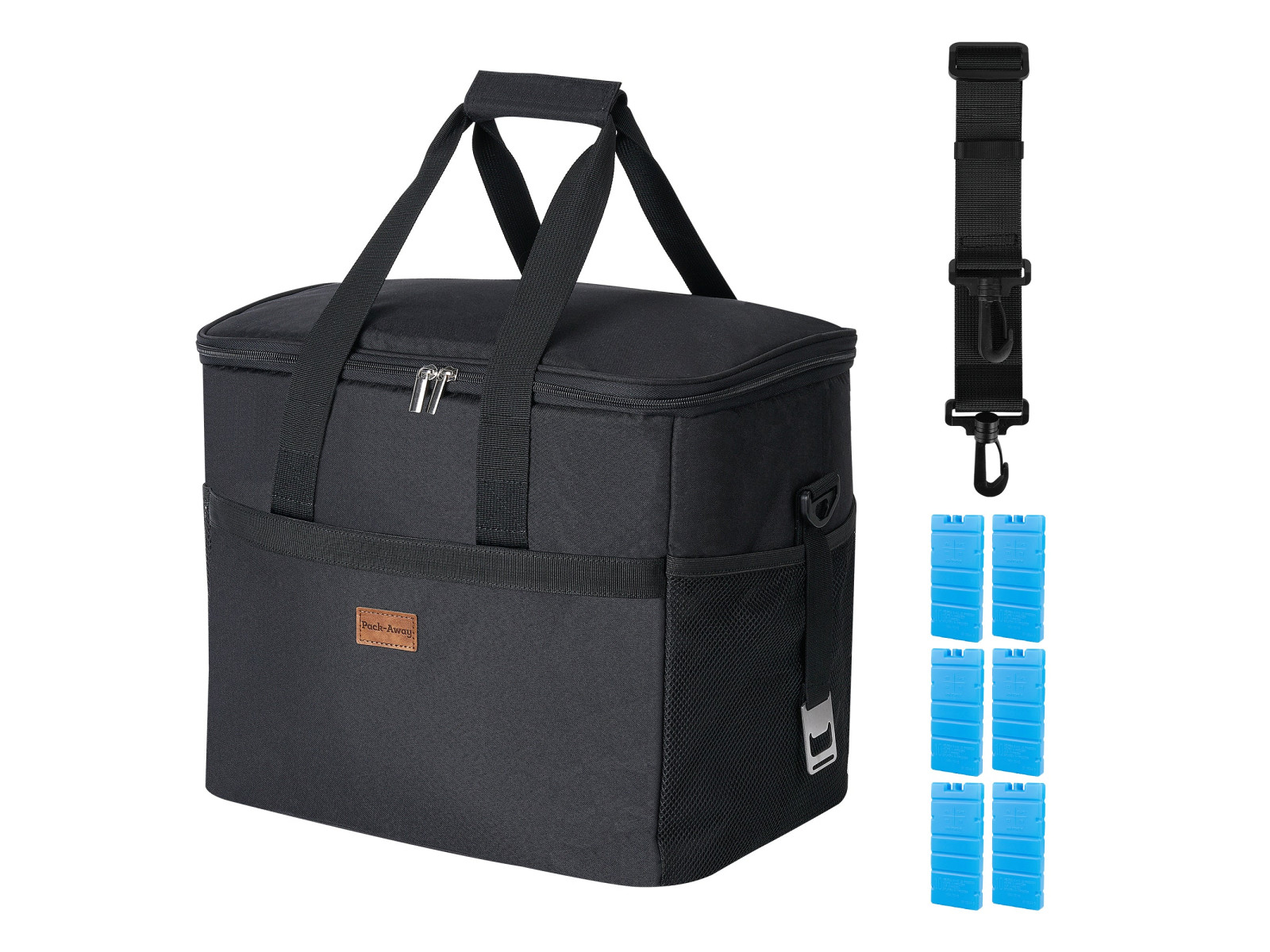 Packaway 4 Laags Geïsoleerde Koeltas - Lunchtas 40 liter - Zwart