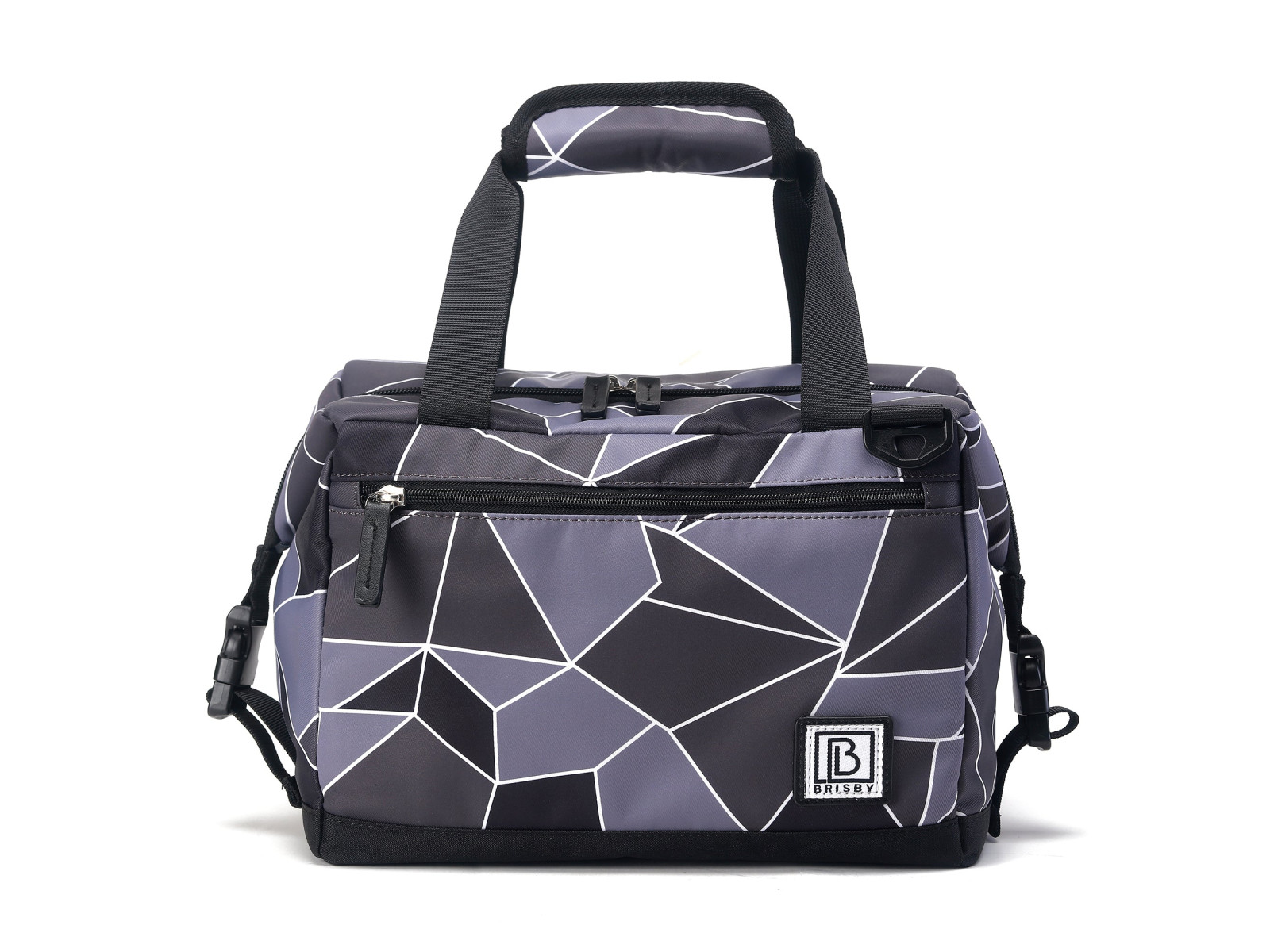 Brisby 4 Laags Geïsoleerde Koeltas - Lunchtas 12 Liter - Extra Ruimte Uitvouwbaar- Abstract Grijs en Zwart
