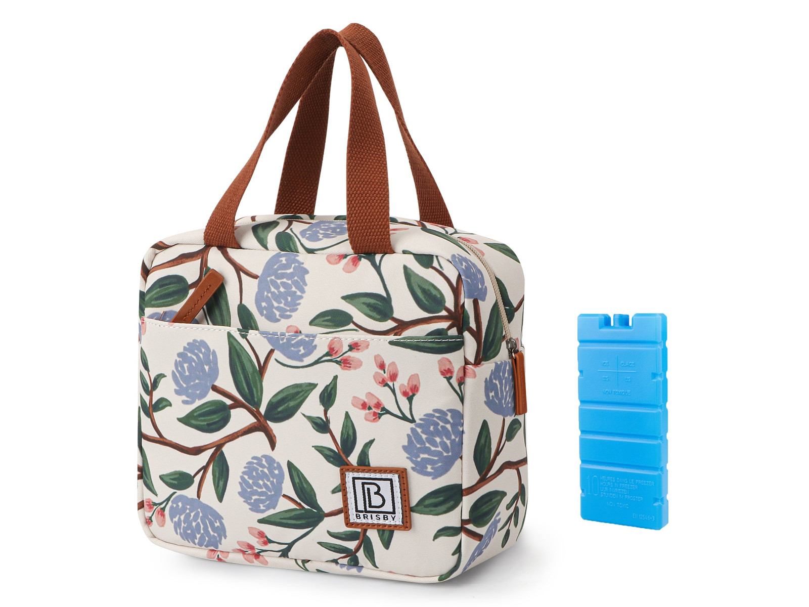Brisby 4 Laags Geïsoleerde Koeltas - Lunchtas 4 liter - Bloemetjes Wit