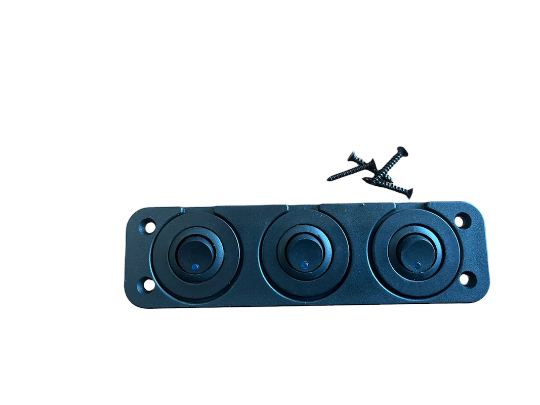 Ripca 3 x 12V schakelaar met blauwe LED + inbouwframe