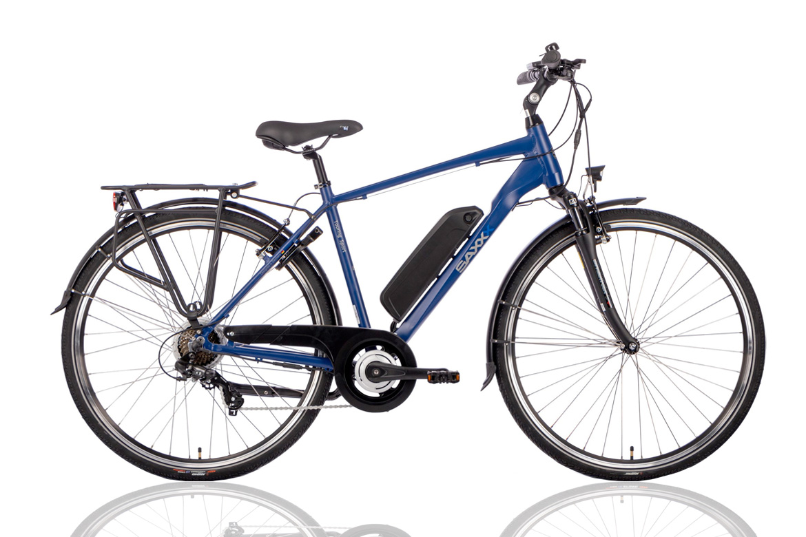 Elektrische herenfiets Touring Sport, 48 cm, 7sp, matblauw