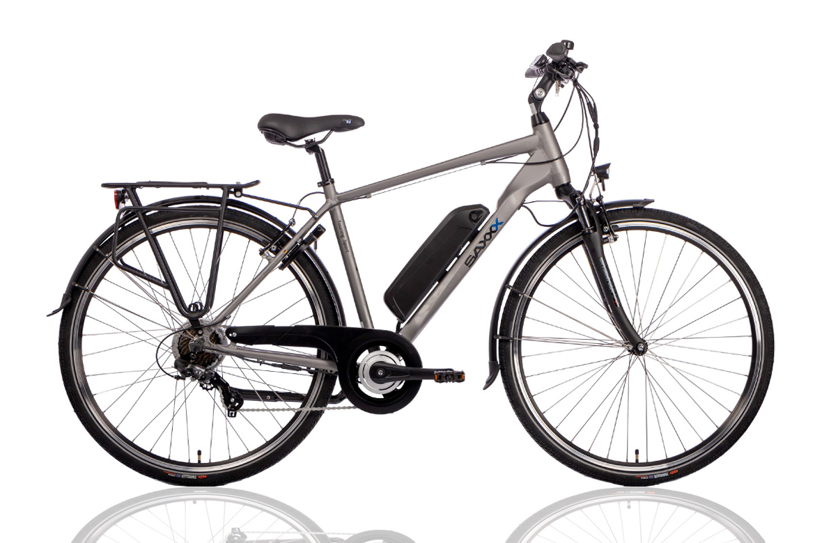 Elektrische herenfiets Touring Sport, 48 cm, 7sp, mat zilver