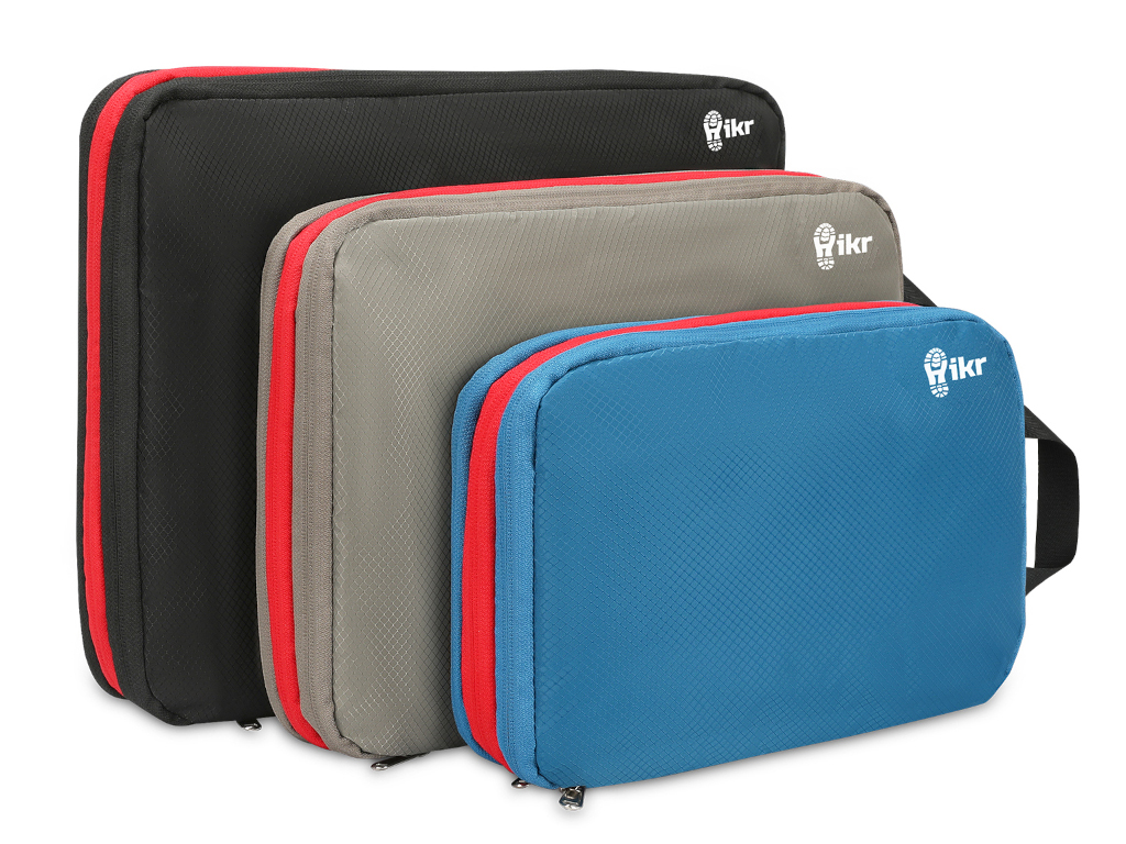 Hikr® Packing cubes - Set 3 delig met compressierits - Koffer organizer - Compressie & compression - Waterdicht - Meerkleurig