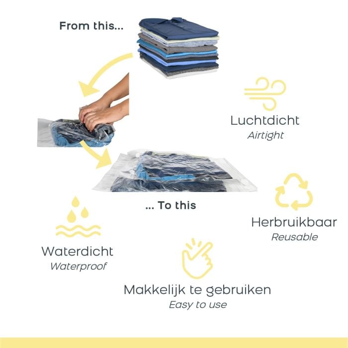 Space Buddy set van 4 Kleding Vacuümzakken