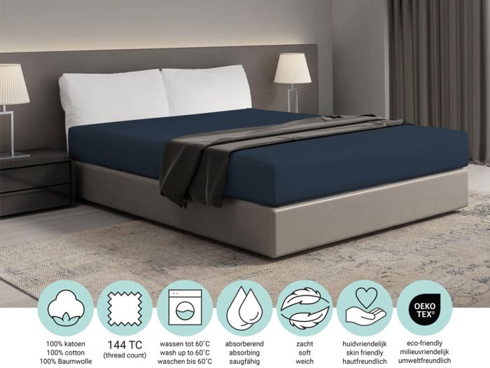 DoubleDry Home 180 x 200 cm hoeslaken - Dark Blue