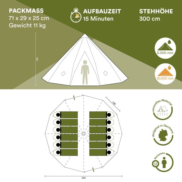 Skandika Tipi Kota 550 Groepstent - Beige