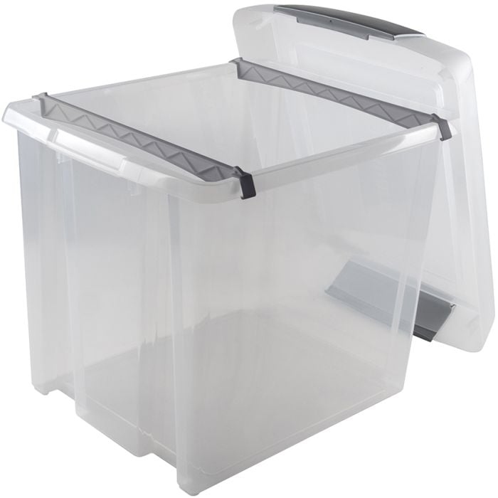 Sunware Nesta 50 liter transparant grijze hangmappen box met 2 strips