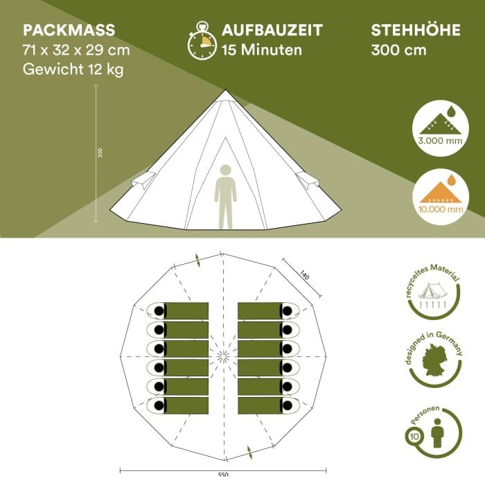 Skandika Tipi Goathi 550 Protect Groepstent - Beige