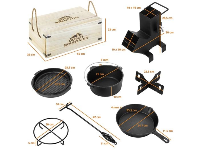 Dutch Mountains Dutch oven 7-delig gietijzeren pannenset