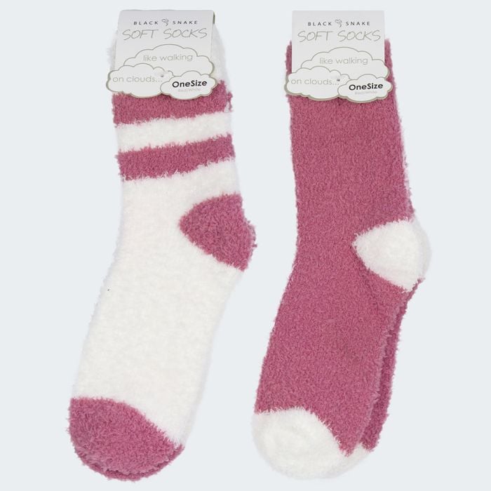 Black Snake Rosa/Weiß 2-pack Dames Gezellige Sokken