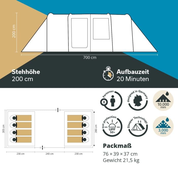 Skandika  Casablanca 8 Sleeper Protect Tunneltent