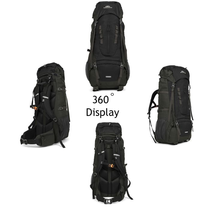 Dutch Mountains 65-75 liter backpack met regenhoes - Black