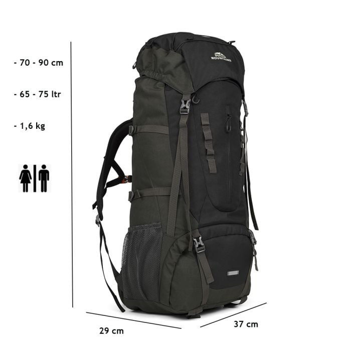 Dutch Mountains 65-75 liter backpack met regenhoes - Black