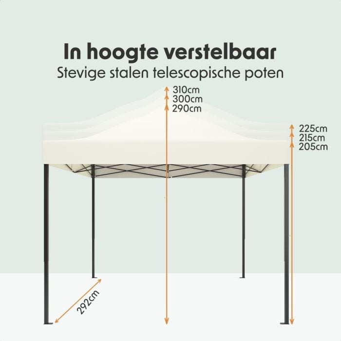 LifeGoods Easy Up 3x3 m partytent  - Beige