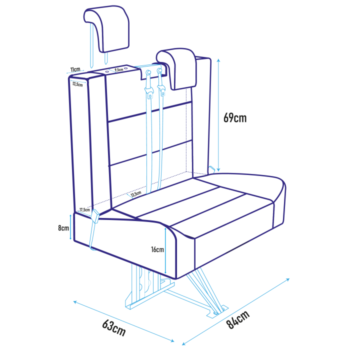 Komfort Seat voor CTA Frame zonder Isofix - Premium Zwart
