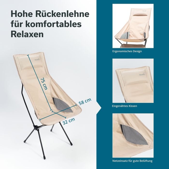 Skandika Solig compacte vouwstoel met draagtas - beige