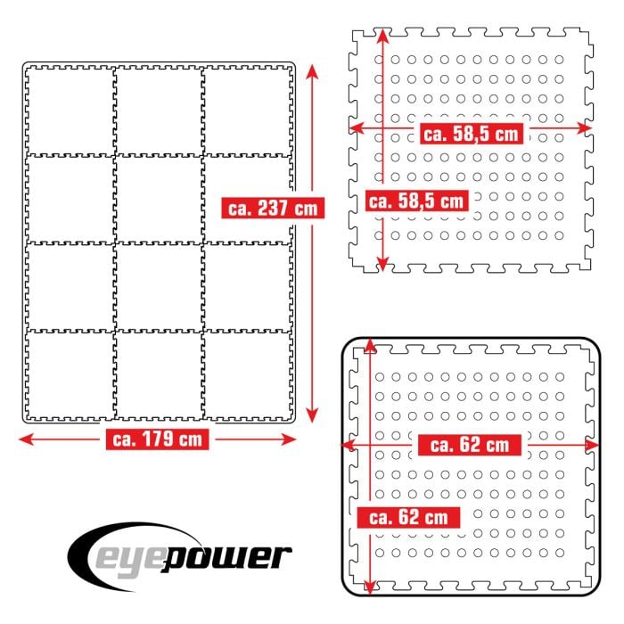 Eyepower 62x62cm set van 12 zwembad vloertegels - Blue